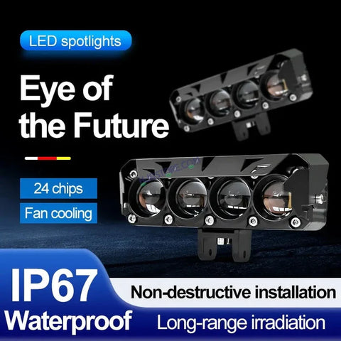 Four 4 Quad Lens – External LED – 120 Watt – White Yellow – Focused Light – Anti Fog